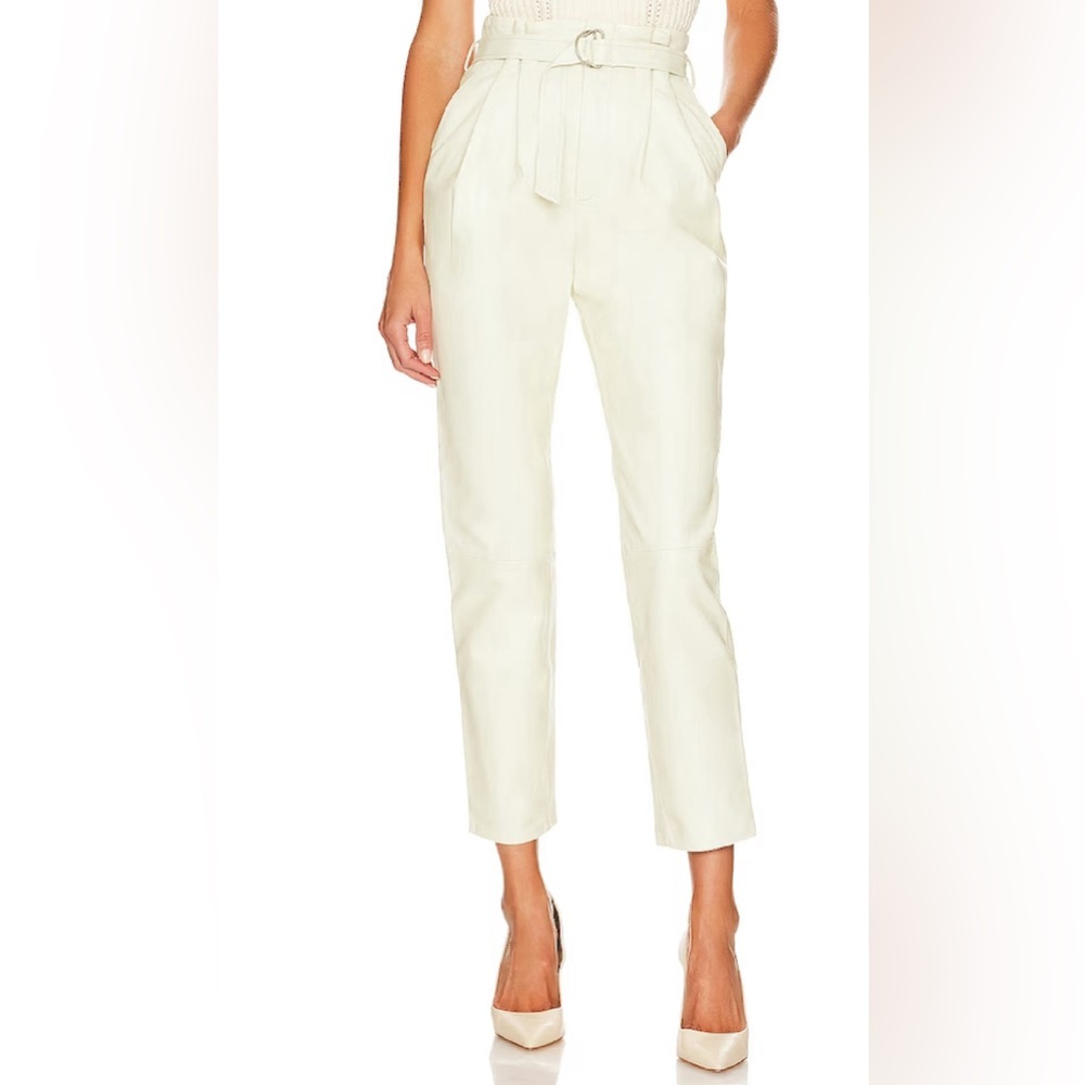 NWT LOVERS + FRIENDS Leather Zeal pant beige white